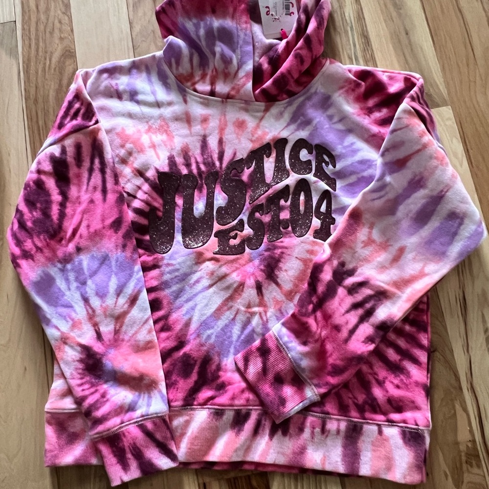 NWTJustice Pink and Purple Tie-Dye Hoodie Girl’s L (12/14)